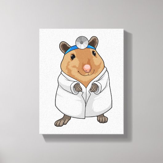 Rat as Doctor with Doctor's coat Canvas Afdruk (Voorkant)
