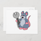 Rat as Mechanic with Wrench Briefkaart (Voorkant / Achterkant)