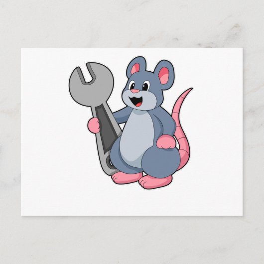Rat as Mechanic with Wrench Briefkaart (Voorkant)