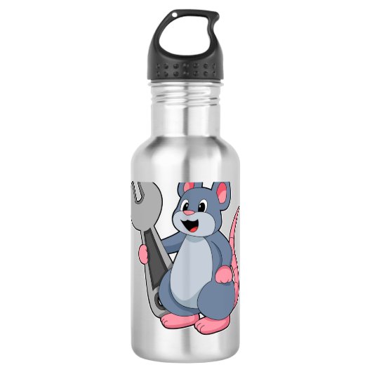 Rat as Mechanic with Wrench Waterfles (Voorkant)