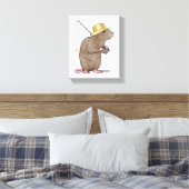 Rat at Fishing with Fishing rod Canvas Afdruk (Insitu (Slaapkamer))
