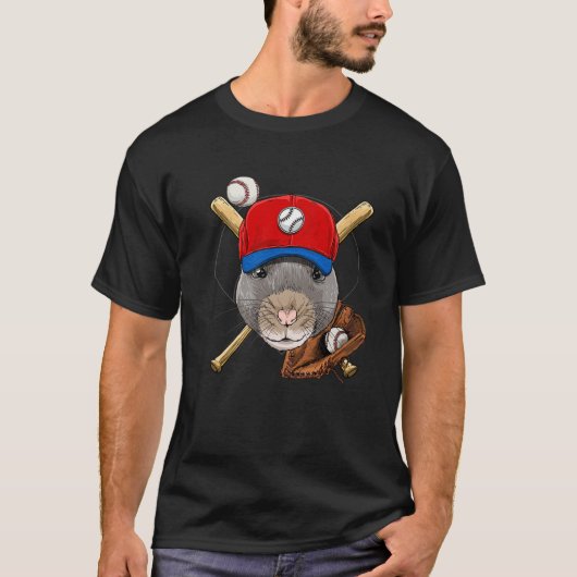 Rat Baseball Rat Lovers Baseball Player T-shirt (Voorkant)