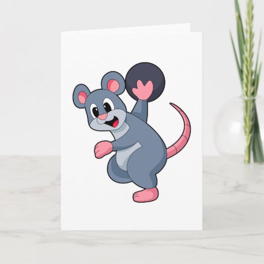 Rat bij bowlen met bowlingbal kaart (Voorkant)