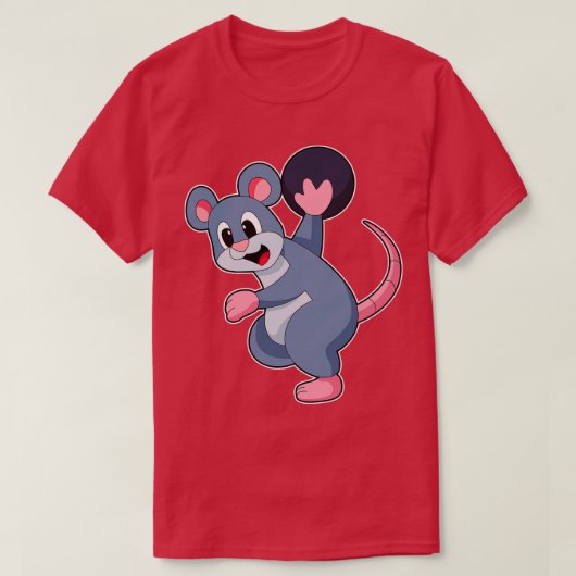Rat bij Bowling met Bowling-bal T-shirt (Design voorkant)