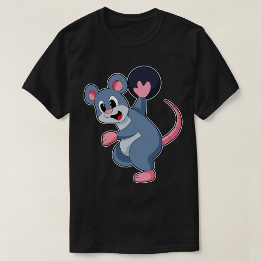 Rat bij Bowling met Bowling-bal T-shirt (Design voorkant)
