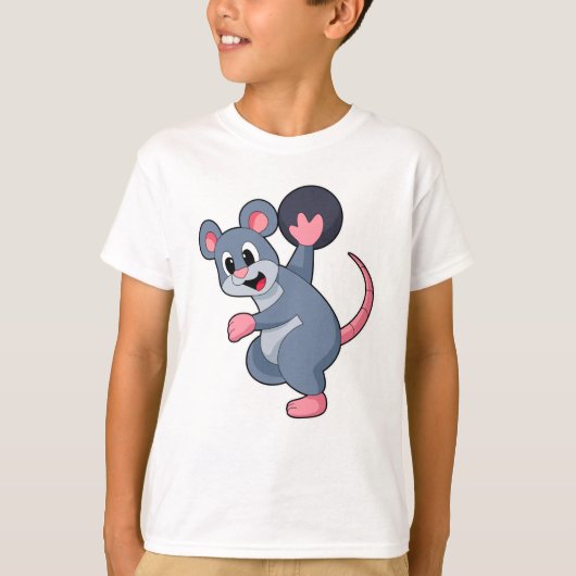 Rat bij Bowling met Bowling-bal T-shirt (Voorkant)