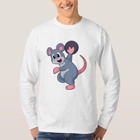Rat bij Bowling met Bowling-bal T-shirt (Voorkant)