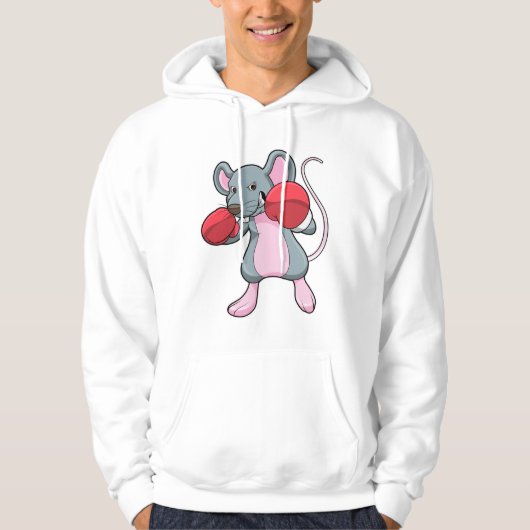 Rat bij Boxing met gebarsten handschoenen Hoodie (Voorkant)