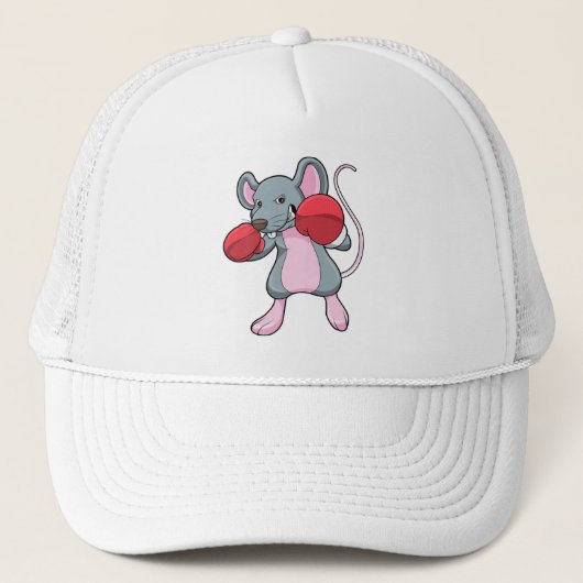 Rat bij Boxing met gebarsten handschoenen Trucker Pet (Voorkant)