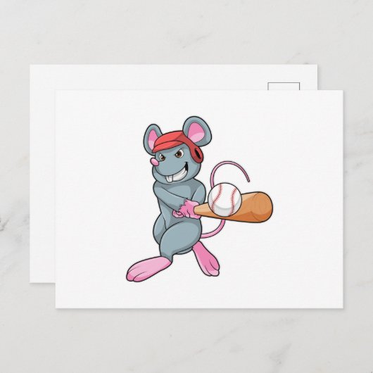 Rat bij honkbal met honkbalknuppel en helm briefkaart (Voorkant / Achterkant)