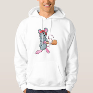 Rat bij honkbal met honkbalknuppel en helm hoodie