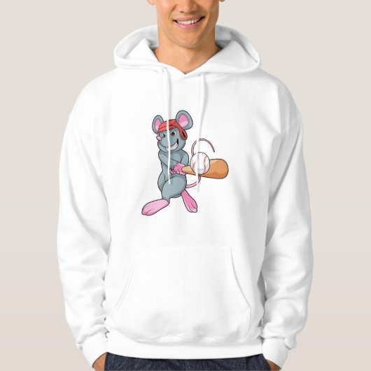 Rat bij honkbal met honkbalknuppel en helm hoodie (Voorkant)