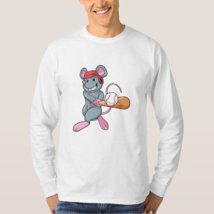 Rat bij honkbal met honkbalknuppel en helm t-shirt