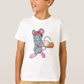 Rat bij honkbal met honkbalknuppel en helm t-shirt (Voorkant)