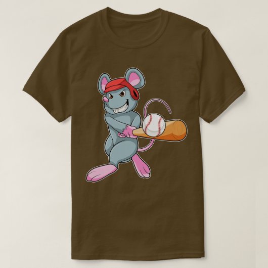 Rat bij honkbal met honkbalknuppel helm t-shirt (Design voorkant)