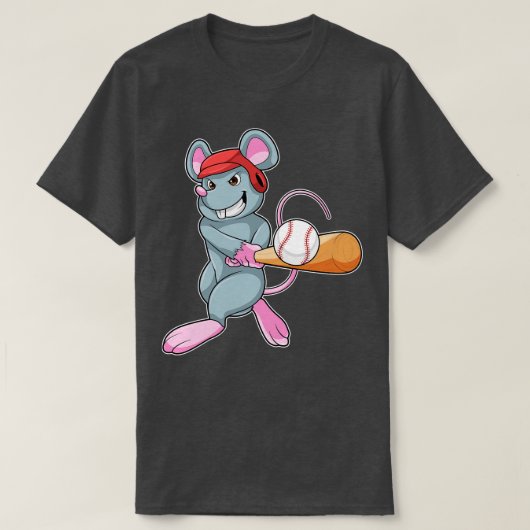Rat bij honkbal met honkbalknuppel helm t-shirt (Design voorkant)