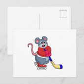 Rat bij ijshockey met ijshockeystick briefkaart (Voorkant / Achterkant)