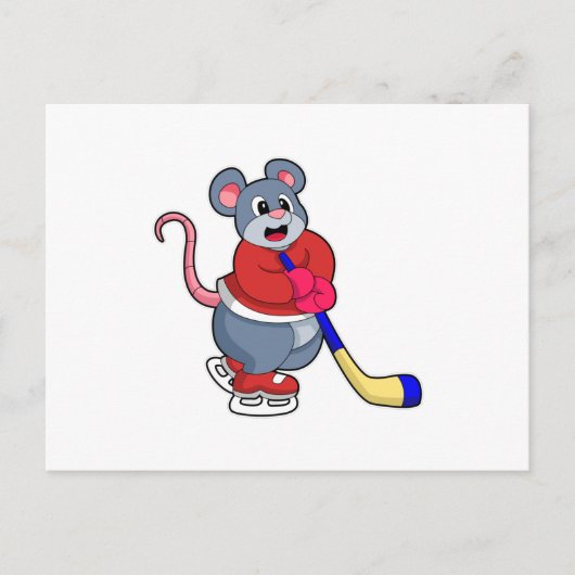 Rat bij ijshockey met ijshockeystick briefkaart (Voorkant)
