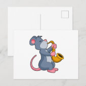Rat bij muziek met saxofoon briefkaart (Voorkant / Achterkant)