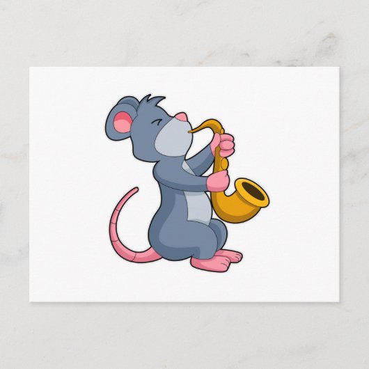 Rat bij muziek met saxofoon briefkaart (Voorkant)
