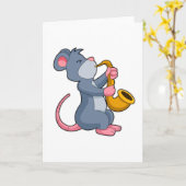 Rat bij muziek met saxofoon kaart (Gele Bloem)