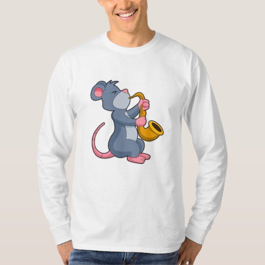 Rat bij Muziek met Saxophone T-shirt (Voorkant)