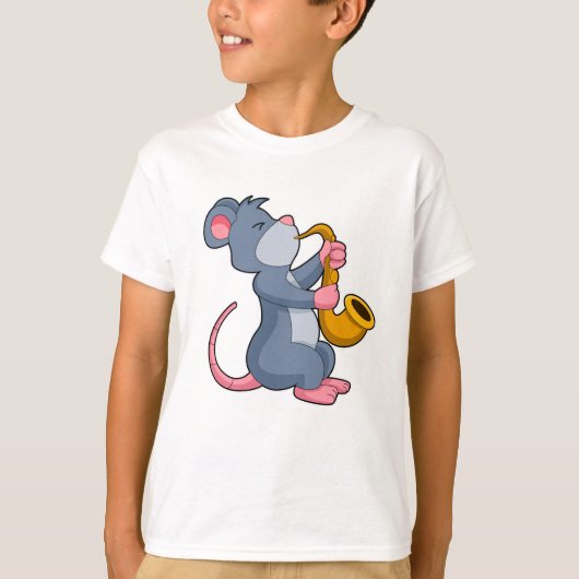 Rat bij Muziek met Saxophone T-shirt (Voorkant)