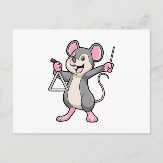 Rat bij muziek met Triangel Briefkaart (Voorkant)