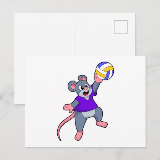 Rat bij volleybalsporten briefkaart (Voorkant / Achterkant)