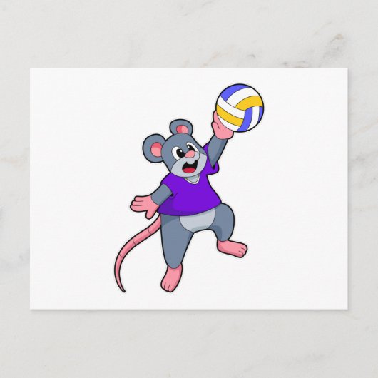 Rat bij volleybalsporten briefkaart (Voorkant)