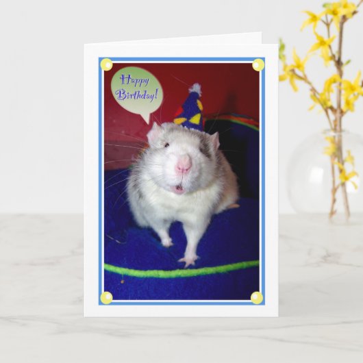 Rat Birthday Card Kaart (Gele Bloem)