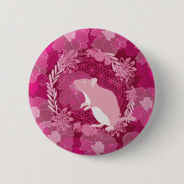 rat,bloem van het leven, roos, mandala,zen,chakra, ronde button 5,7 cm