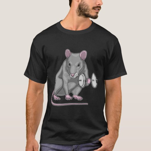Rat Bodybuilding Dumbbell T-shirt (Voorkant)