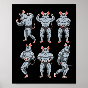 Rat Bodybuilding Fitness Gym Motivatie Bodybuilde Poster