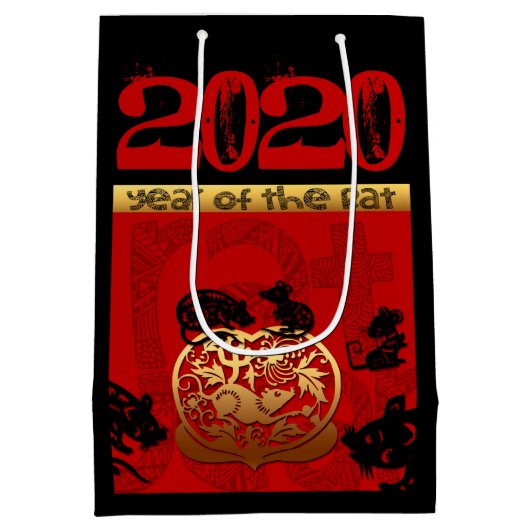 Rat Chinees aangepaste Nieuwjaar Zodiac Verjaardag Medium Cadeauzakje (Achterkant)