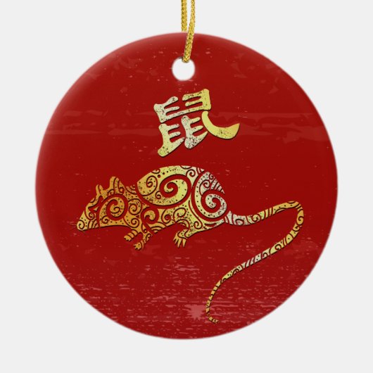 Rat Chinese Zodiac Horoscoop sterrenbeeld Keramisch Ornament (Voorkant)