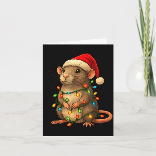 Rat Christmas Pajama Funny Xmas Lights Animals Lov Kaart (Voorkant)
