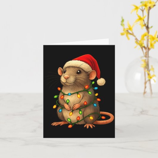 Rat Christmas Pajama Funny Xmas Lights Animals Lov Kaart (Gele Bloem)