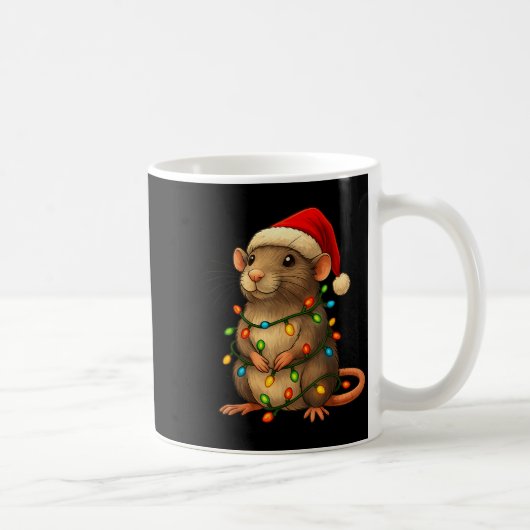 Rat Christmas Pajama Funny Xmas Lights Animals Lov Koffiemok (Rechts)