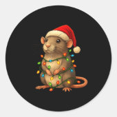 Rat Christmas Pajama Funny Xmas Lights Animals Lov Ronde Sticker (Voorkant)