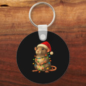 Rat Christmas Pajama Funny Xmas Lights Animals Lov Sleutelhanger (Voorkant)