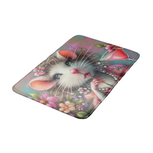  rat dame met een martini overweegt badmat (Gekanteld)