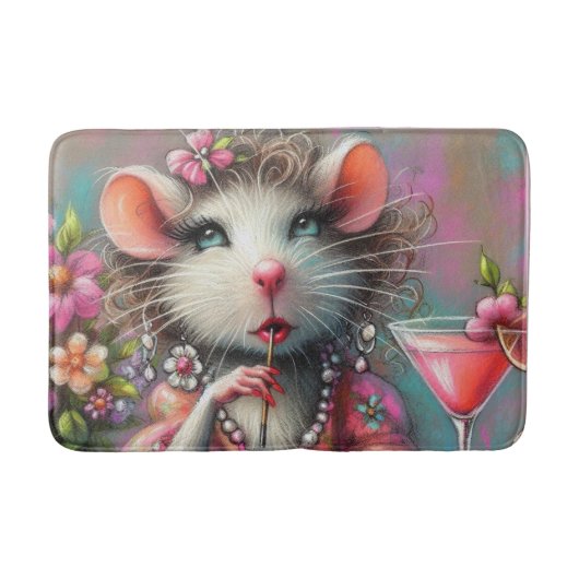  rat dame met een martini overweegt badmat (Voorkant)