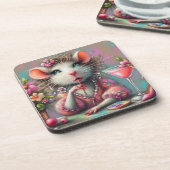  rat dame met een martini overweegt bier onderzetter (Linkerzijde)