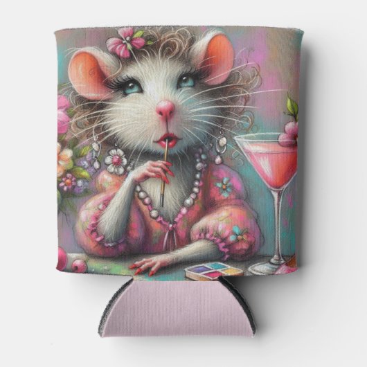  rat dame met een martini overweegt blikjeskoeler (Voorkant)