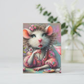  rat dame met een martini overweegt briefkaart (Staand voorkant)