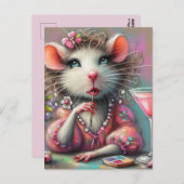  rat dame met een martini overweegt briefkaart (Voorkant / Achterkant)