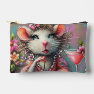 rat dame met een martini overweegt etui