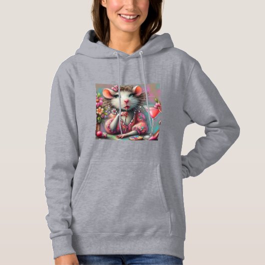  rat dame met een martini overweegt hoodie (Voorkant)