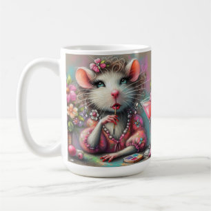 rat dame met een martini overweegt koffiemok